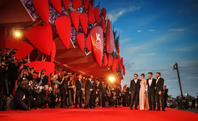 Red carpet at Venice Film Festival 2025 with celebrities and premieres