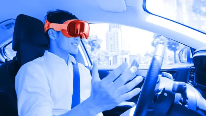 Apple Vision Pro Self-Driving Tesla