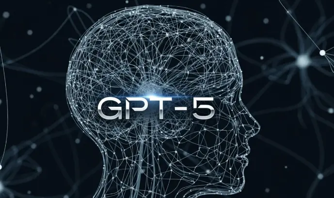 OpenAI GPT‑5 logo with visual highlights of new AI features including coding, reasoning, health, and multimodal capabilities